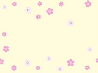 Scattered pink flowers on light background