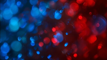 Vibrant bokeh lights in red and blue. Artificial intelligence image
