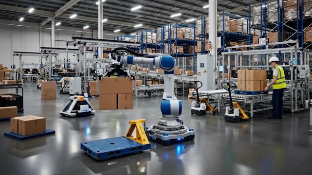 operating autonomous robot in warehouse improving logistics efficiency