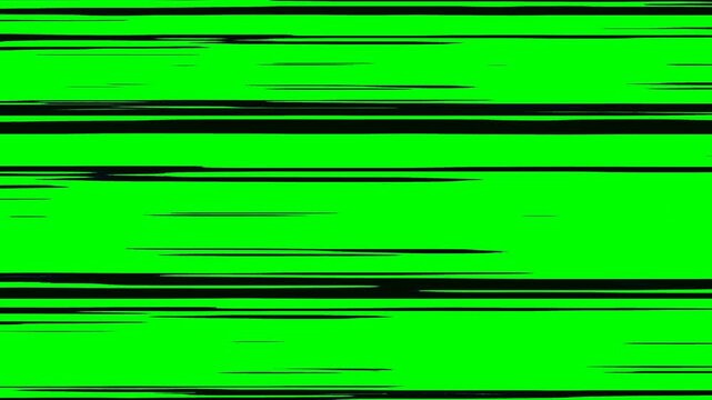 4K horizontal speed line animation with high-speed anime effects, neon light beams, comic-style lightning, and loopable manga motion background on green screen.