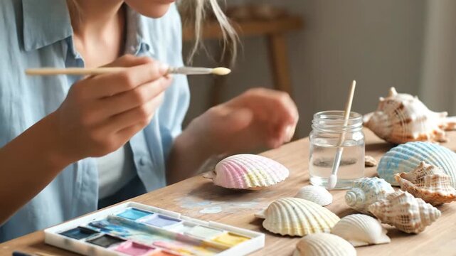 Crafting Painted Shells in a Studio.