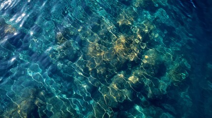 Fototapeta premium Aerial view of clear turquoise ocean water. Artificial intelligence image