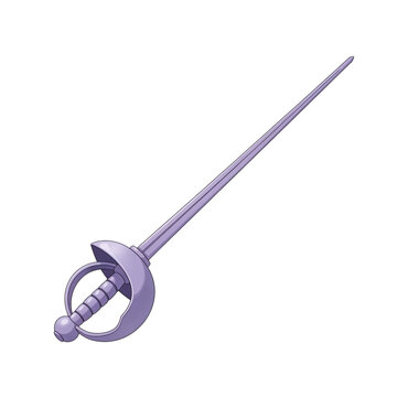 Elegant illustration of a rapier sword with a basket hilt, perfect for historical reenactments or fantasy themes