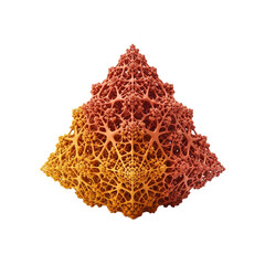 Intricate fractal geometric structure with warm color gradient, resembling a complex natural or artificial formation