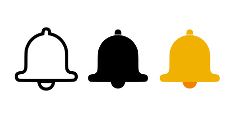Fototapeta premium Bell icon set with notification alert symbols in various shapes. Suitable for poster design, website interface, app UI, and digital communication icons.
