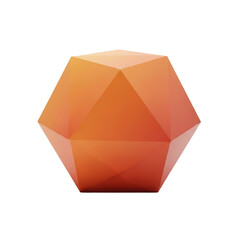 Geometric Icosahedron Shape with Vibrant Orange and Yellow Gradient, Representing Abstract Forms and Mathematical Concepts in 3D