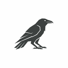 Obraz premium Stylized Silhouette of a Black Crow Bird Perched.