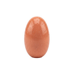 A single, brown, whole egg with a smooth texture against a plain white background