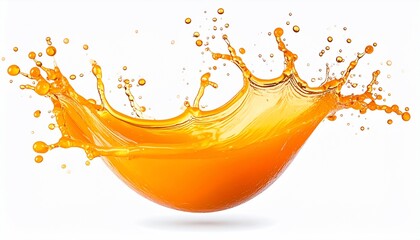 Vibrant splash of orange liquid, frozen in time, with droplets radiating outward