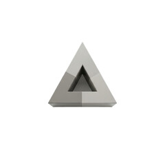 Abstract geometric triangular shape on a plain white background, minimalist design