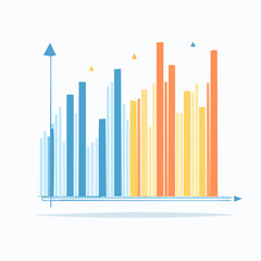 Obraz premium Data visualization with a bar chart showing financial growth and trends over time, symbolizing business success and analysis