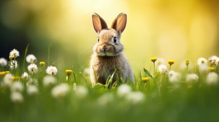Fototapeta premium cute animal pet rabbit or bunny smiling and laughing isolated with copy space for easter background, rabbit, animal, pet, cute, fur, ear, mammal, background, celebration, generate by AI
