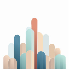 Abstract Geometric Composition of Rounded Vertical Shapes in Pastel Hues
