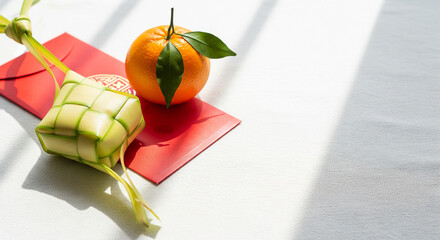 Ketupat and Orange for Lunar New Year Celebration
