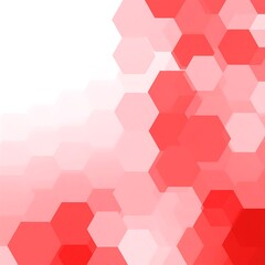 A geometric pattern of red hexagons fades from dense concentration to scattered against a white background