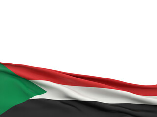 Waving Sudanese flag elegantly blowing in the wind with copy space above for national pride and independence day celebrations, full frame