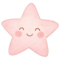 Obraz premium Cute Pastel Star: A charming illustration of a soft pink star with a delightful smile. Capturing the essence of childhood joy and celestial wonder.