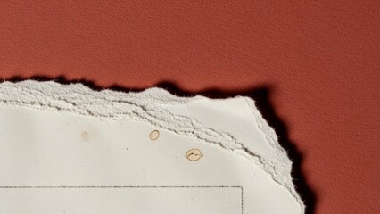 Torn Paper Texture with Rough Edges on a Red Background.