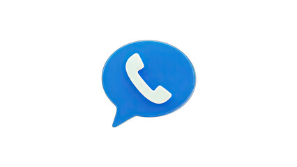 3D Phone Icon in a Speech Bubble on White Background