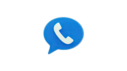 3D Phone Icon in a Speech Bubble on White Background