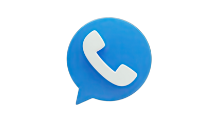 3D Phone Icon on Blue Chat Bubble - Communication