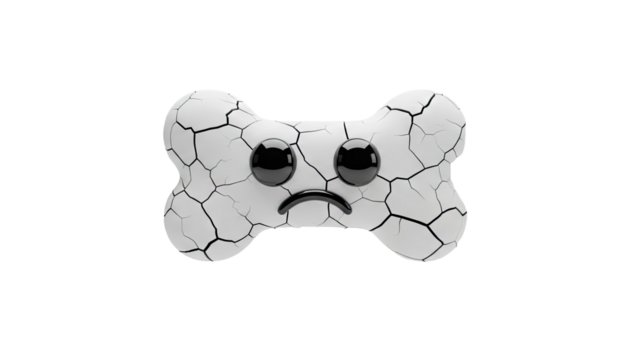 3D Sad cracked bone emoji on transparent background - Powered by Adobe