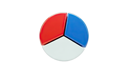 3D Pie Chart with Red, Blue, and White Segments