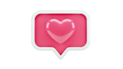 3D Pink Heart Like Icon on White Background