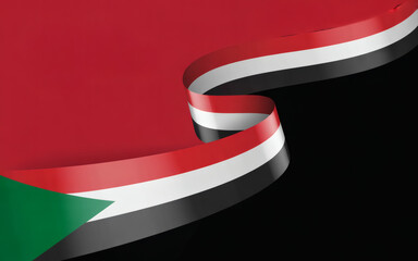 Striking Sudanese flag ribbon gracefully flowing, celebrating national pride and cultural heritage of Sudan