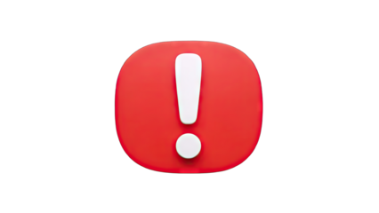 3D Red Exclamation Mark on White Background