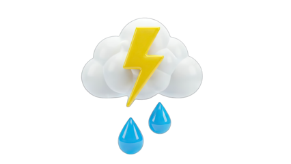 3D Render of Stormy Weather with Rain and Lightning
