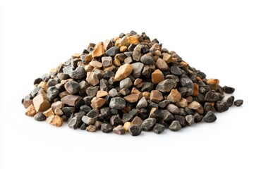 Pile of rocks and soil on white background. AI image