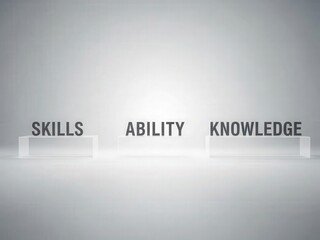 Floating pedestals showcasing skills hierarchy in studio