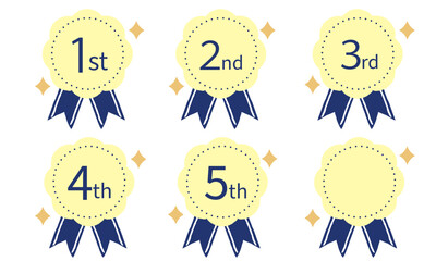 一位から五位の手描きの表彰メダル素材
