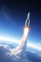 Fototapeta premium 宇宙を目指すミニマルなロケットイラスト