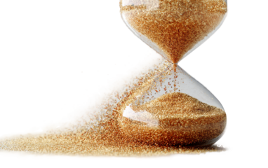 Hourglass illustration showing fine sand granules flowing realistic glass design and symbolic time measurement isolated on transparent background PNG