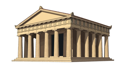 Obraz premium Classical Greek Temple Architecture Illustration