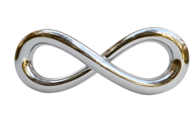 Metallic infinity design with reflective finish highlighting balance and perfection isolated on transparent background PNG