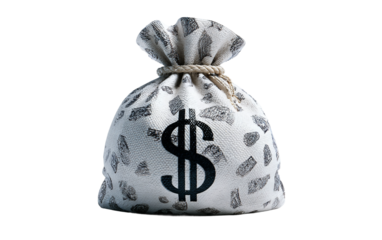 Realistic money bag with fabric texture and dollar emblem highlighting wealth, savings, and monetary security isolated on transparent background PNG