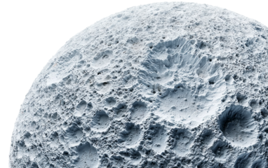 Realistic moon illustration with visible crater texture showcasing detailed lunar surface for astronomy and space study isolated on transparent background PNG