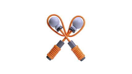 3D Render of Two Crossed Jump Ropes on transparent background
