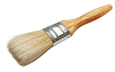 Detailed paintbrush with visible bristle texture representing painting, design, and professional or hobbyist artwork isolated on transparent background PNG