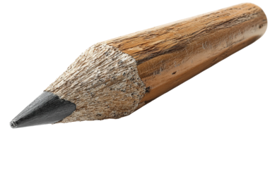 Sharpened wooden pencil showing natural wood grain texture and exposed graphite core for creative and educational use isolated on transparent background PNG