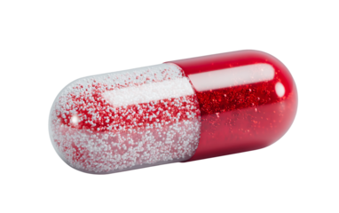 Pharmaceutical pill capsule design highlighting separated powder texture precision manufacturing and healthcare reliability isolated on transparent background PNG
