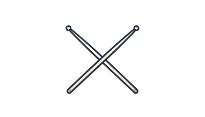 Illustration of two crossed wooden sticks with rounded tips and a light-brown body, commonly used in music