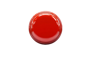 Red record button icon with reflective surface highlighting active recording function for audio video and media creation isolated on transparent background PNG