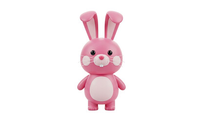 Cute pink cartoon bunny rabbit on transparent background