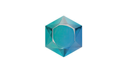Hexagonal Gemstone with Blue and Teal Gradient on transparent background