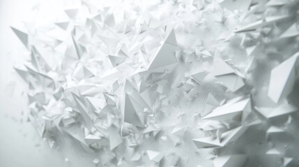 Abstract shattered white triangles background