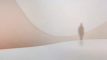 Blurred Human Presence in Soft Abstract Flow Space Minimal Business Background